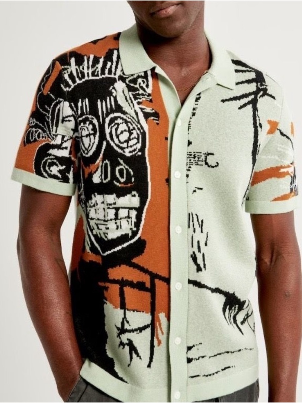 Abercrombie & Fitch Basquiat Button through polo sweater